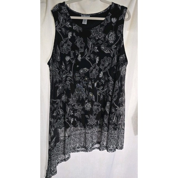 Catherines Black White Embellished Sleeveless Dress  22x Floral print‎ - Picture 1 of 6